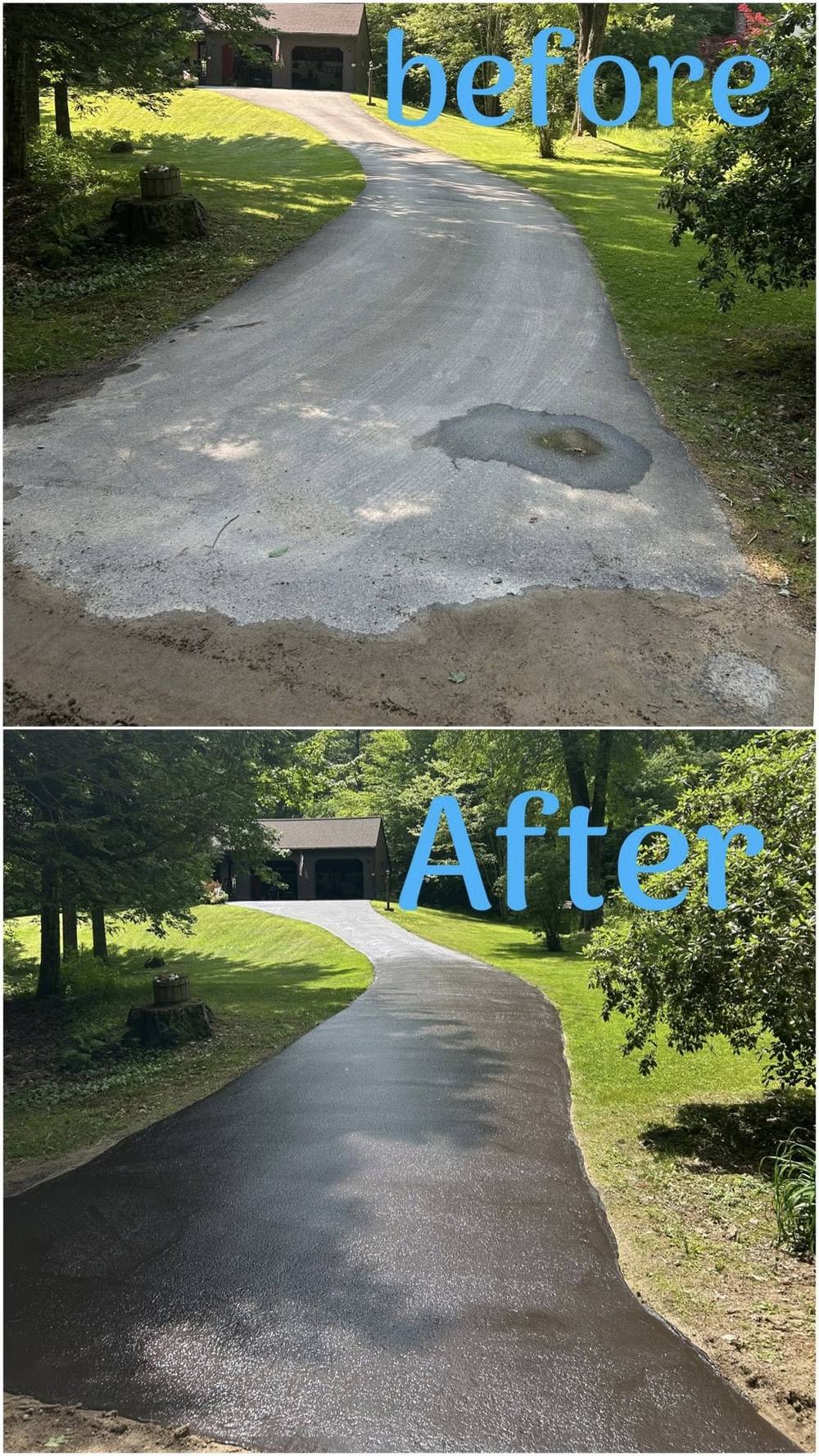 Before and after winding driveway