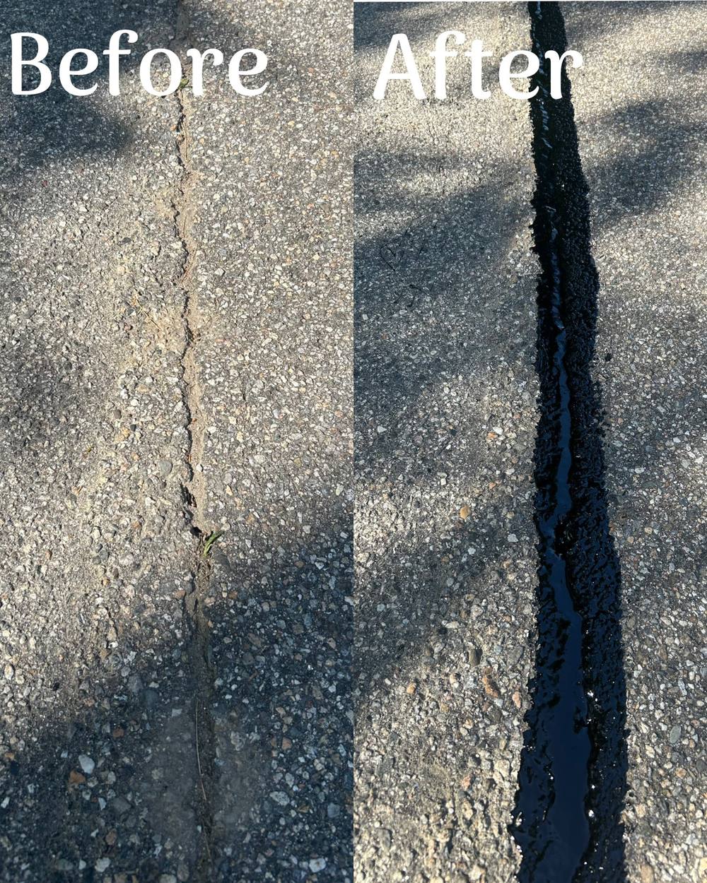 Before and after crack filling close-up