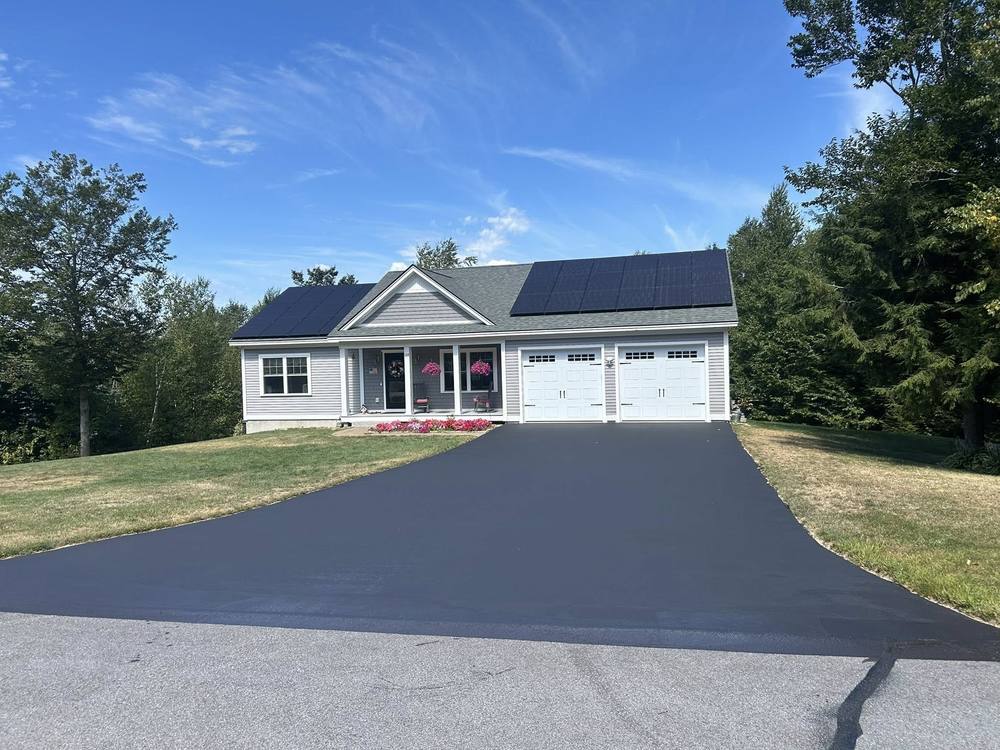 Freshly sealed residential driveway